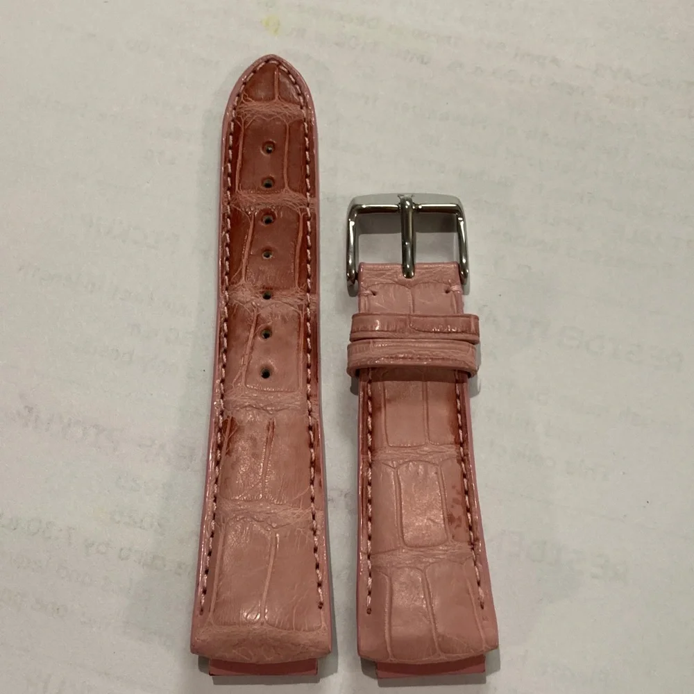 TechnoMarine pink watch strap, stamped Louisiana Alligator Handmade, 17R